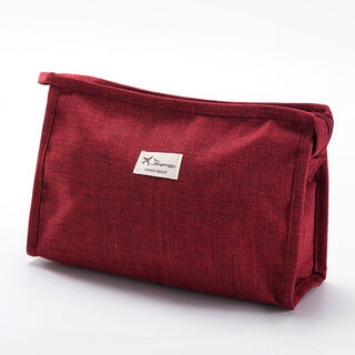 Qinkai portable large-capacity travel cosmetic bag ins style toiletry bag hand-held cosmetic storage box trapezoid style burgundy