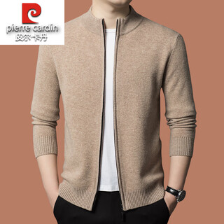 Pierre cardin wool cardigan men's 100% wool autumn and winter zipper half turtleneck sweater jacket men's wool sweater jacket huamituo l 175 recommended 130-145jin jin equals 0.5 kg