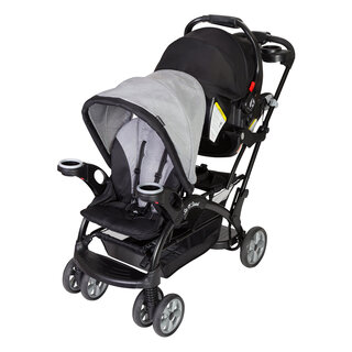 Baby trend two-seater stroller can sit or stand, 22.6kg load capacity, front and rear seat belts