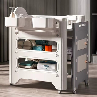 Moyellbaby leqin baby newborn diapering table touch nursing table diaper changing removable baby bath babyviva pull-out nursing table + latex pad gray + hanging bucket * 3