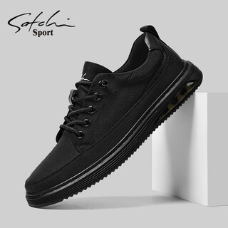 Sachi official men's shoes new business casual shoes men's sneakers fashion trend breathable comfortable lazy shoes men black 42 (260mm) leather shoe size