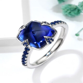 Eck 18k black gold craft inlaid 5a sugar tower blue tanzanite ring classic customization 18k yellow 5.18ct ring ready for sale