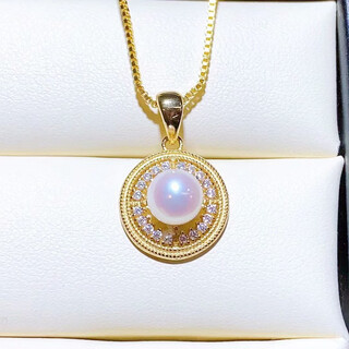 Bendao jennifer jewelry perfect circle 6-7 lightning glare japanese akoya seawater pearl pendant 925 silver clavicle chain for women