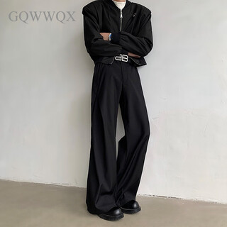 Gqwwqxcleanfit italian naples trousers men's margiela trousers drape slightly flared wide-leg suit trousers xk1212 black xl