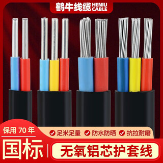 National standard 2-core 3-core cable aluminum core outdoor wire 4 6 10 16 square meters overhead aluminum wire sheathed wire black double-layer sheath 50 meters long 2 core 6 square millimeters