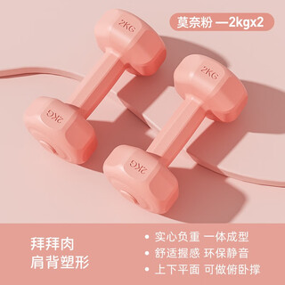 Schneider colorful rubber-coated dumbbells for home fitness equipment for beginners, small dumbbells for women, one-piece filling, comfortable grip, monet powder 2kg*2 pieces