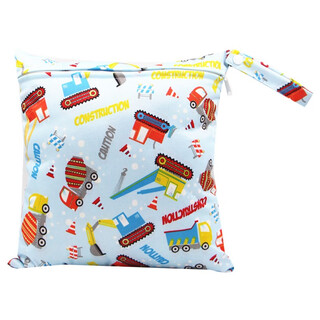 Jie yi nuo diaper bag baby diaper storage bag baby outing waterproof hanging bag storage bag children's clothes diaper bag light blue car large size 30*28cm