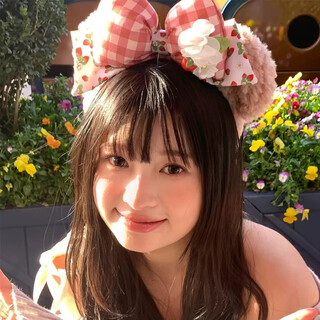 Morning star cute bow strawberry plush disney headband women's 2025 new outing versatile high headband hairpin strawberry shirley rose hairband