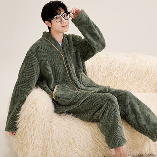Malensa anti-static double-sided velvet warm couple pajamas for women autumn and winter long-sleeved thickened velvet men's home clothes