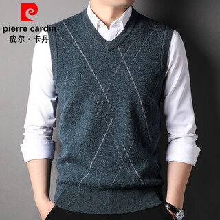 Pierre cardin wool sweater men's 100% wool vest autumn and winter v-neck warm knitted waistcoat middle-aged and elderly thick sweater vest