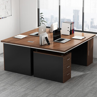 Moshangsi office desk and chair combination desktop computer table home simple modern office boss desk staff desk workbench double seat field oak color 140cm door-to-door installation
