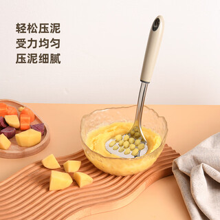 Xinbaiyue potato masher household stainless steel food rolling press artifact baby food supplement gadget masher 304 stainless steel potato masher long style