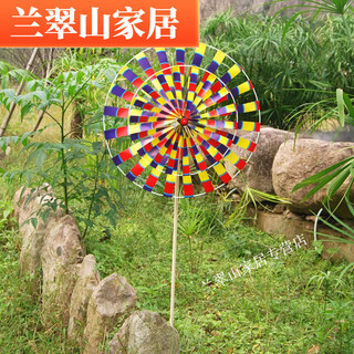 达佳家彩色双层旋转木杆风车 传统复古老北京儿童玩具景区公园装饰品 紫色34+23双层大号 单价10个起发 可混搭