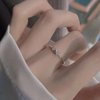 Hazel orange 925 silver bow ring women's new small fresh diamond simple index finger ring sweet design ring open ring