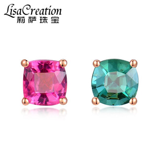 Lisa creation natural mandarin duck tourmaline earrings for women 18k gold inlaid colorful gemstone earrings