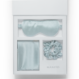 Manito/manita sleeping beauty gift box hyaluronic acid silk eye mask hair tie new year's gift tianshui blue full