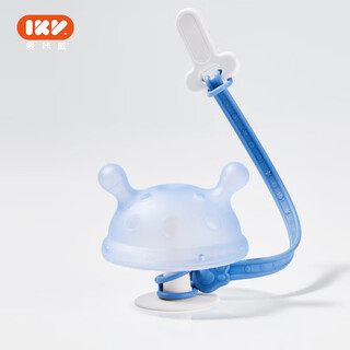 Igroway baby teether, small mushroom, anti-eating hand artifact for babies over 3 months old, bite tape, anti-chain, blue