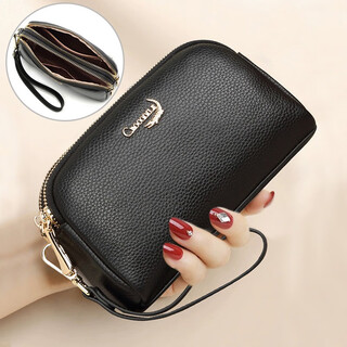 Crocodile shirt first layer cowhide elegant large capacity wrist bag women's clutch women's handbag women's wallet black