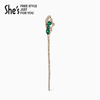 She s qianzi rousseau holiday craft crystal emerald hairpin high-end new chinese style hairpin ancient style birthday gift for women emerald d0