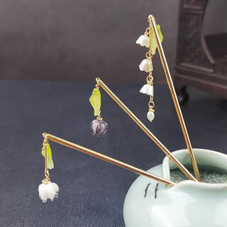 Meng junchen, ancient style hanfu hair accessories, made in ming dynasty and made in song dynasty, all-match step hairpin, acetic acid tassel alloy hairpin, value-for-money set 1