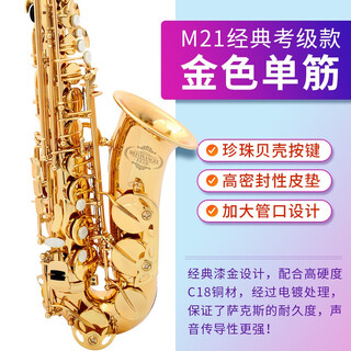 Angel of sound e-flat alto saxophone instrument wind pipe for adult beginners professional performance examination model recommended by big names m21 classic-gold single rib configuration + teaching