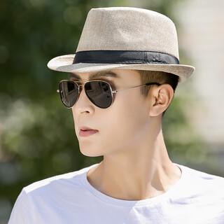 欧凡迪【好物】牛仔帽子男士春秋礼帽户外遮阳休闲爵士帽韩版潮中年礼帽 米色 均码【56-58cm】