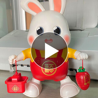 Little sitting rabbit newborn baby 0-1 years old 3 to 6 months old baby practice raising head training singing and dancing little rabbit intelligence early education dancing little rabbit 48 songs rechargeable version - free disposable battery charging set
