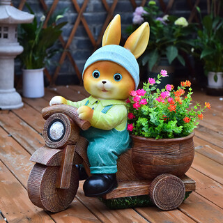 Yimingyuan garden decorative courtyard ornaments outdoor cartoon rabbit flowerpot park lawn creative simulation animal landscape sculpture h20527