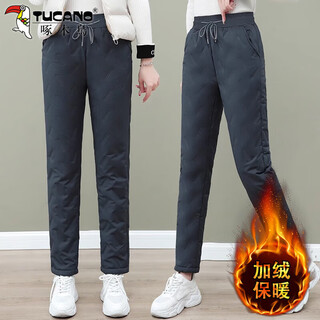 Woodpecker outer cotton trousers for women in winter 2025 new velvet thickened quilted warm pants dark gray (plus velvet) 2xl (125-140jin jin equals 0.5kg)