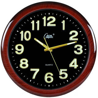 Combas clean sound clock quartz clock home ultra-clean sound wall clock living room bedroom wall hanging decorative art clock watch wood grain black luminous model 38 cm diameter 38 cm