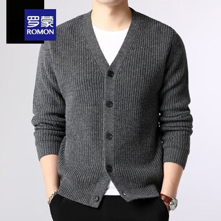Romon 2025 spring and autumn middle-aged men's woolen cardigan dad open outer knitwear warm thick wool jacket earthy dark gray thickened thick wool xl 180 (suitable for 150-165 jin jin equals 0.5 kg)