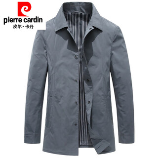 Pierre cardin lapel solid color casual windbreaker men's short 2026 spring and autumn new business lightweight jacket gray 180/xl