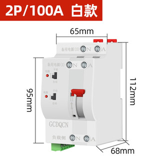 G CDQCN家用220V双电源自动转换开关 GCQ3-125双路电毫秒切换不断电PC级 GCQ3-2P100A 白色