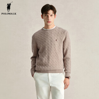 Polowalk men's sweater 2024 autumn and winter new knitted sweater round neck cardigan men's khaki m (170)