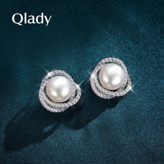 Qlady freshwater pearl earrings women's 2025 new silver pearl earrings high-end earrings birthday gift for wife