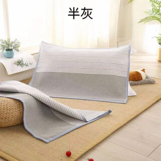 Frangomu thickened old coarse cloth pillow towel linen single encrypted pillow towel for all seasons, sweat-absorbent and breathable 47*74 pair gray half gray pair