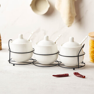 Youlaifu ceramic seasoning jar 3-pack seasoning box kitchen household seasoning jar set chili oil msg salt jar combination pack