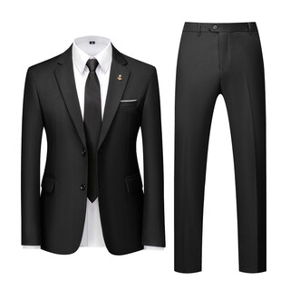 Vocacool suit suit for men, slim fit, youth formal wear, professional wear, three-piece suit, wedding dress, work interview, student jacket, black two-button (suit, trousers, white shirt, black tie) xxl/131-149jin jin is equal to 0.5 kg