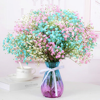Aiman gypsophila natural dried flower bouquet ins internet celebrity birthday new house decoration ornaments air-dried real flower arrangement home furnishings blue + white + pink gypsophila without vase