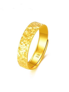 Junkiss pure gold 999 broken gold gold ring for men and women, broken ice live mouth ring for a couple, gift to girlfriend and best friend, men's ring 2.5 grams