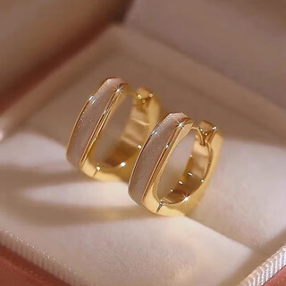 Yongjie square geometric earrings women's trendy light luxurious temperament high-end niche earrings women's earrings for girlfriends chinese valentine's day gift square earrings gold g228