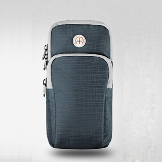 Running mobile phone arm bag, fitness and sports mobile phone bag, night running marathon equipment arm bag for men and women, large capacity caspian wolf gray upgraded version (within 6.7 inches) double zipper