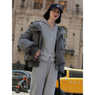 Peacebird women's 2024 winter hooded puff down jacket a1ace4224 gray xs