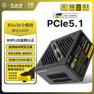 大水牛（BUBALUS）额定650W BX650金牌全模电源（PCIe5.1/ATX3/智能模组/双CPU+4显卡接口/单路12V/支持5060显卡） 