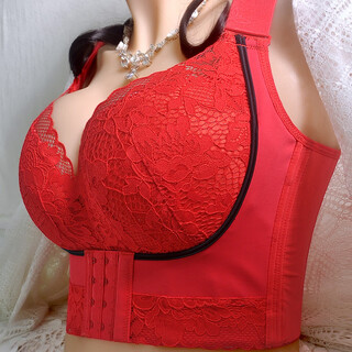 Manyini adjustable large size push-up push-up push-up bra without rims, front buckle, thin underwear for women, anti-sagging 233 styles, bright red 85c/38c (no sponge thin cup)