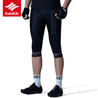 Santic cycling pants men's cropped pants spring and summer breathable cycling cycling 7-point shorts grayscale-cropped pants black l