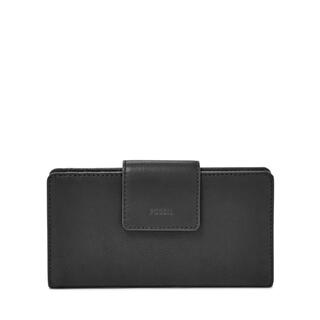 Fossil luxury fashion brand women's wallet coin purse long horizontal style two-fold emma leather transparent window sl7154p black one size