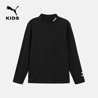 Puma new children's long-sleeved t-shirt half turtleneck stretch black 90001 150