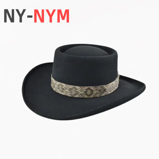 Ny-nym four seasons men's hat sheep felt hat concave top solid color sheep felt gentleman hat ribbon decoration wool felt jazz hat black 58cm