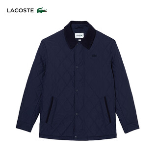 Lacoste french crocodile men's fashion simple solid color warm single-breasted lapel cotton jacket | bh6816 166_dark blue m 50